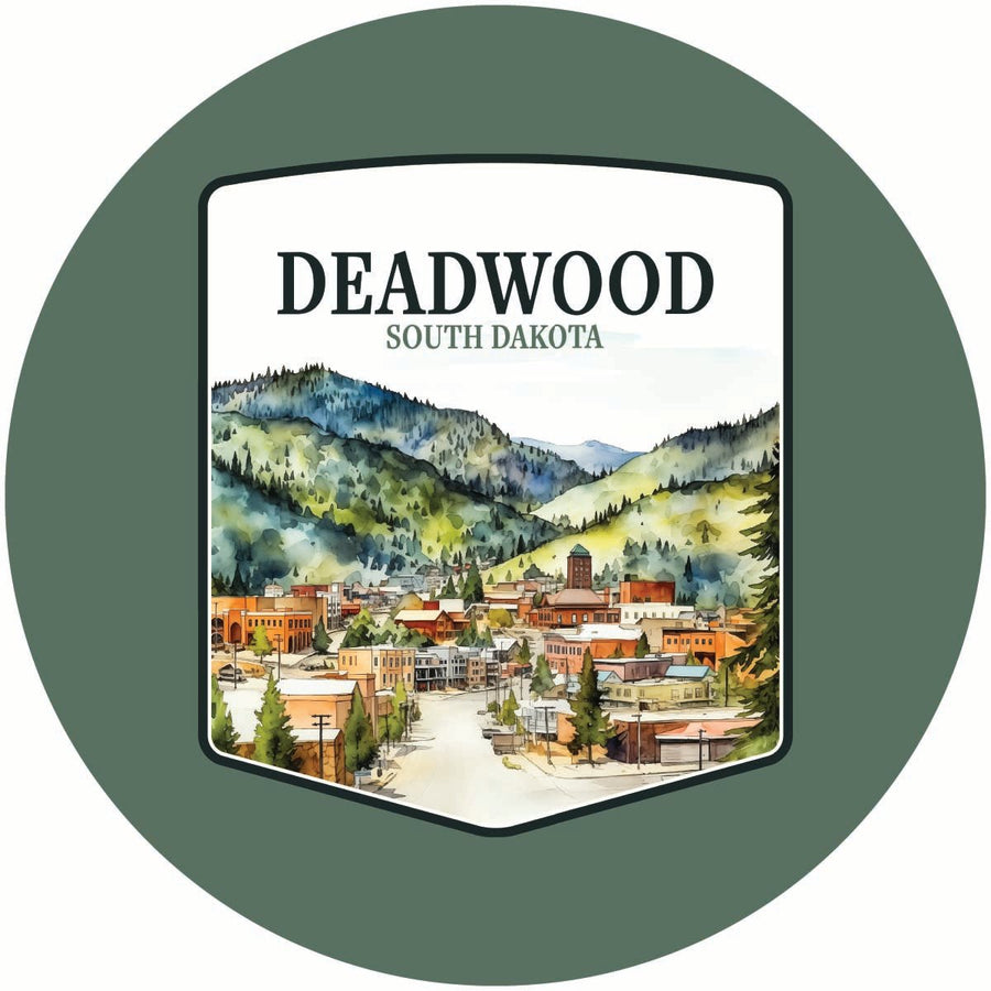 Deadwood South Dakota Watercolor Cityscape Design Souvenir Coaster Paper 4 Pack Image 1