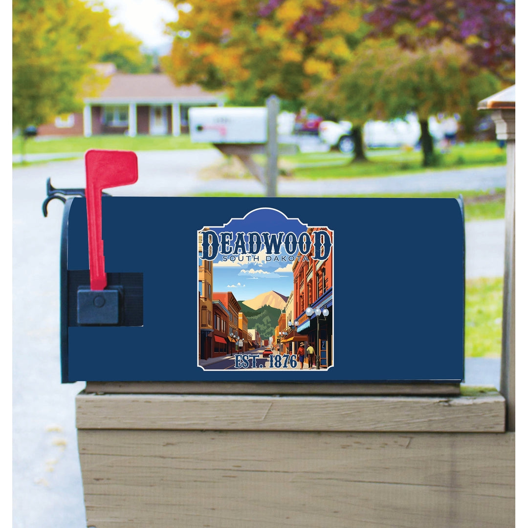 Deadwood South Dakota Wild West Design Souvenir Magnetic Mailbox Cover Image 1