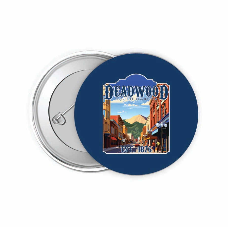 Deadwood South Dakota Wild West Design Souvenir Small 2-Inch Button Pin 4 Pack Image 1