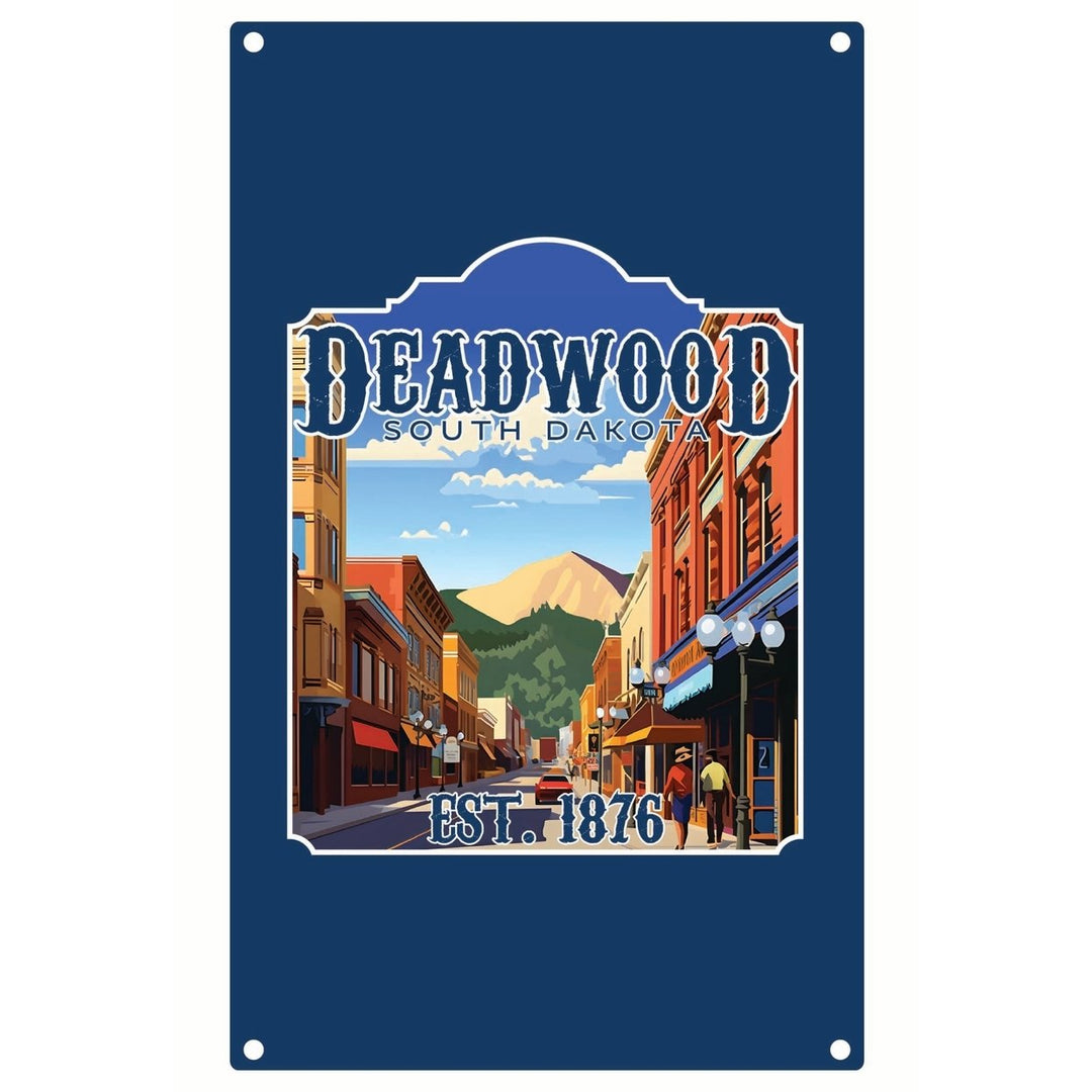 Deadwood South Dakota Wild West Design Souvenir Metal Sign 9 x 15 Image 1