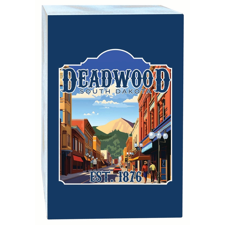 Deadwood South Dakota Wild West Design Souvenir Wood sign with frame 5x7 Image 1