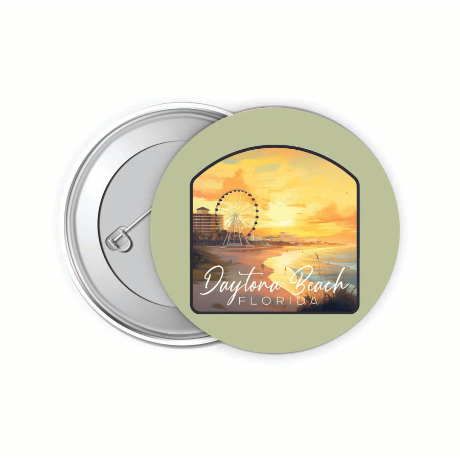 Daytona Beach Florida Boardwalk Ferris Wheel Design Souvenir Small 2-Inch Button Pin 4 Pack Image 1