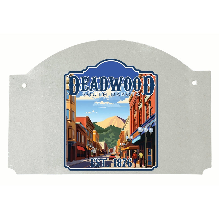 Deadwood South Dakota Wild West Design Souvenir Wood sign flat with string Image 1