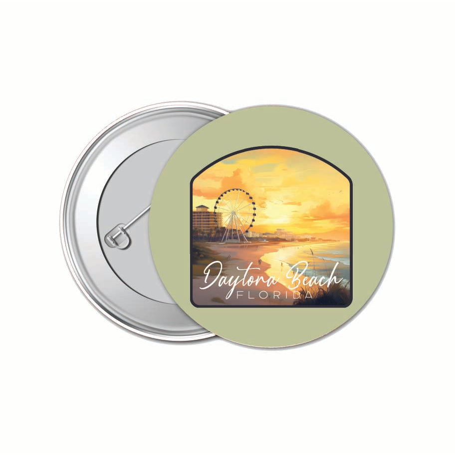 Daytona Beach Florida Boardwalk Ferris Wheel Design Souvenir Small 1-Inch Button Pin 4 Pack Image 1