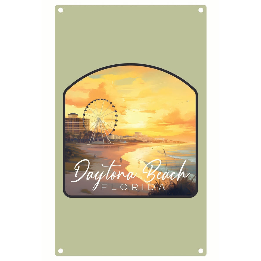 Daytona Beach Florida Boardwalk Ferris Wheel Design Souvenir Metal Sign 9 x 15 Image 1