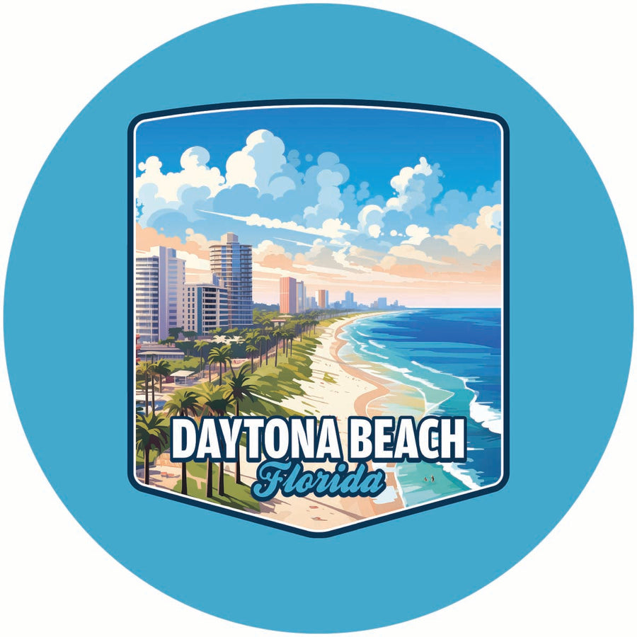 Daytona Beach Florida Ocean Shoreline Design Souvenir Coaster Paper 4 Pack Image 1