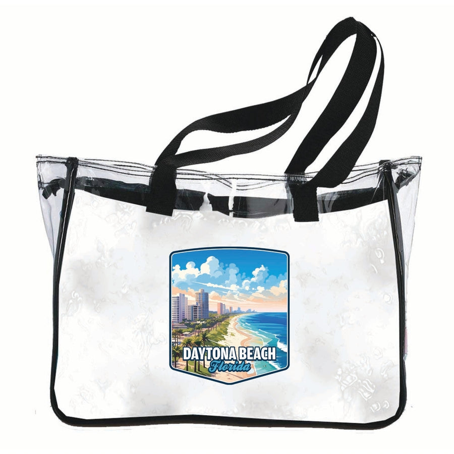 Daytona Beach Florida Ocean Shoreline Design Souvenir Clear Tote Bag Image 1