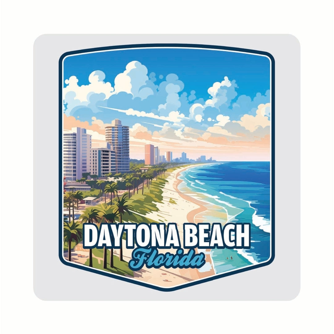 Daytona Beach Florida Ocean Shoreline Design Souvenir 4x4-Inch Coaster Acrylic 4 Pack Image 1