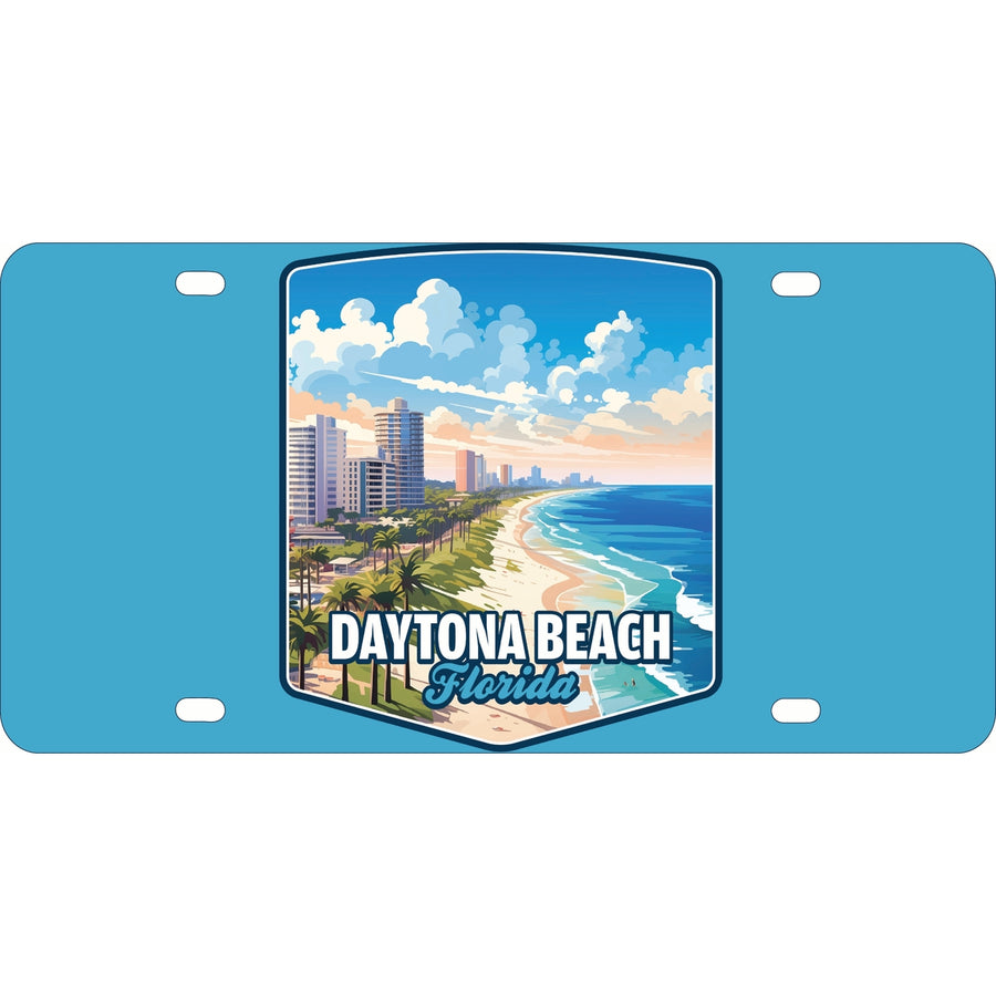 Daytona Beach Florida Ocean Shoreline Design Souvenir Metal License Plate Image 1