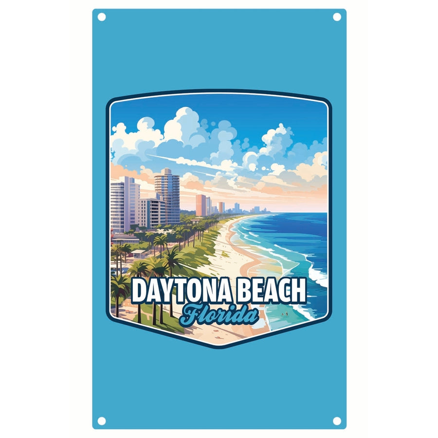 Daytona Beach Florida Ocean Shoreline Design Souvenir Metal Sign 9 x 15 Image 1