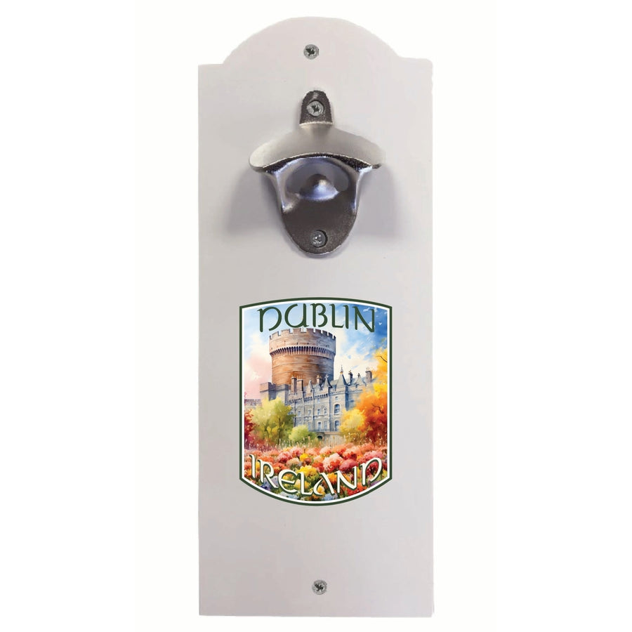 Dublin Ireland Watercolor Dublin Castle Design Souvenir Wall mounted bottle opener Image 1