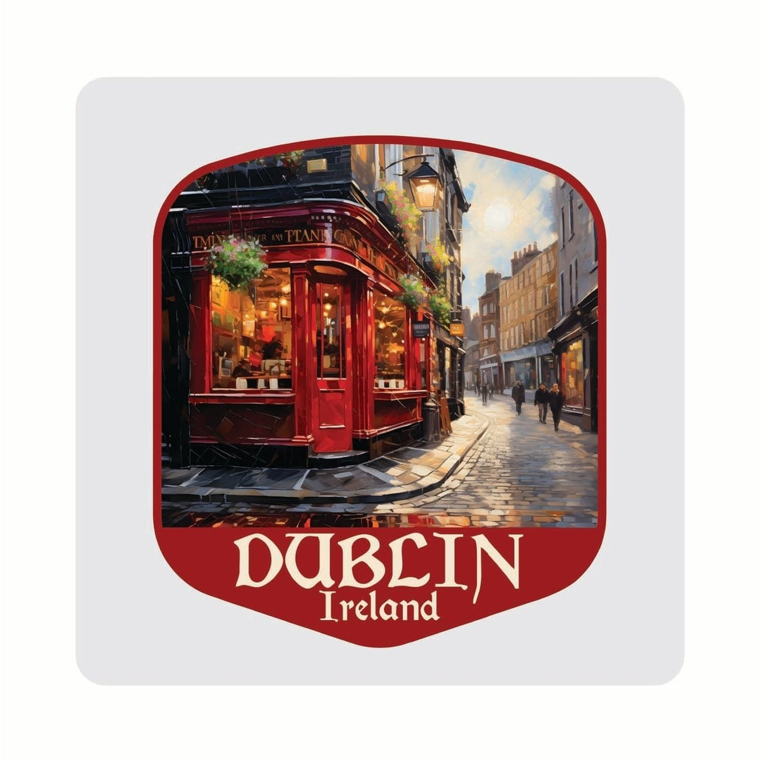 Dublin Ireland Red Pub Design Souvenir 4x4-Inch Coaster Acrylic 4 Pack Image 1