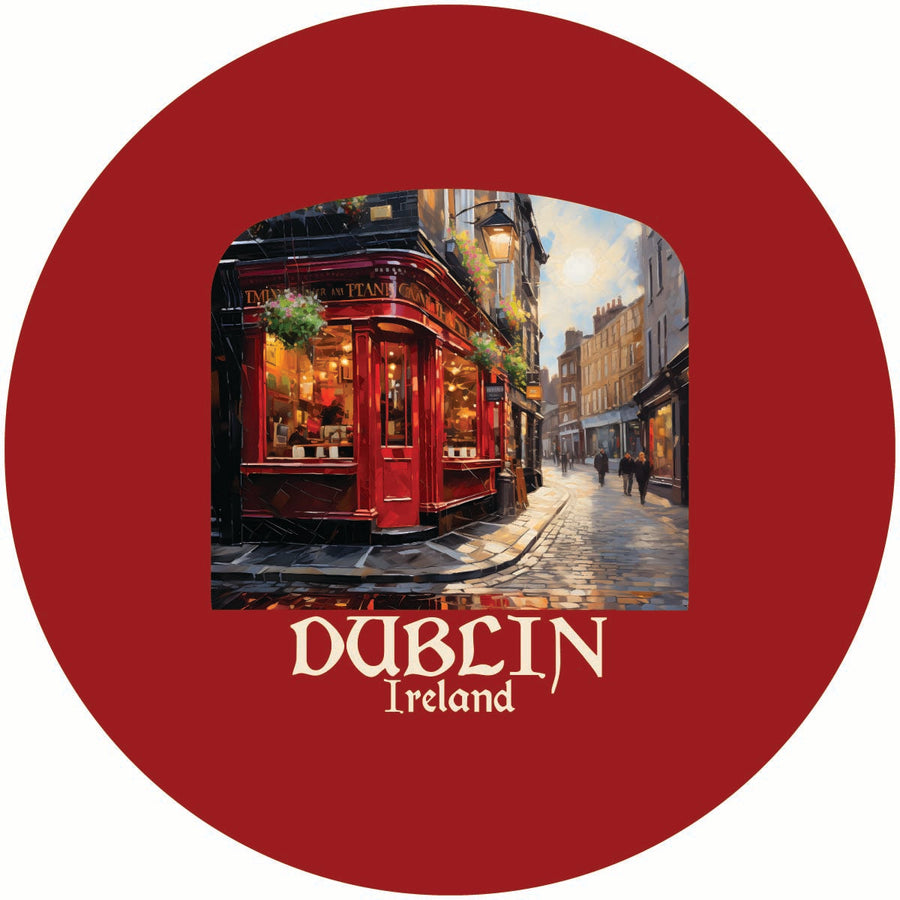 Dublin Ireland Red Pub Design Souvenir Coaster Paper 4 Pack Image 1