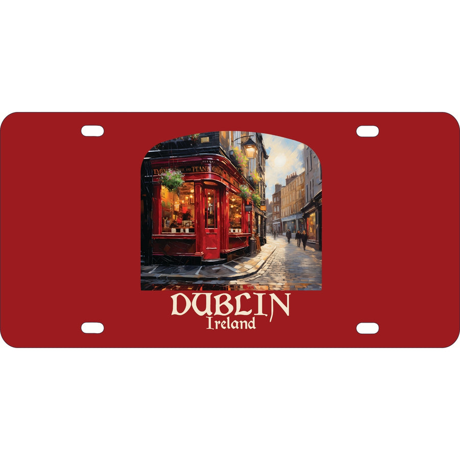 Dublin Ireland Red Pub Design Souvenir Metal License Plate Image 1