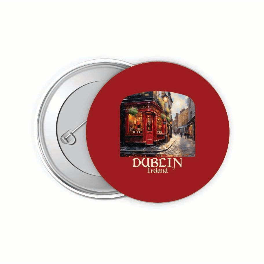 Dublin Ireland Red Pub Design Souvenir Small 2-Inch Button Pin 4 Pack Image 1