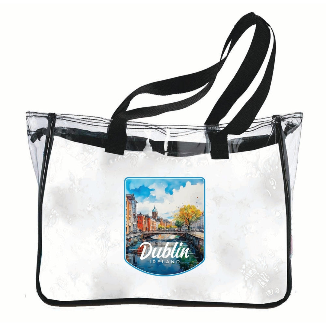 Dublin Ireland Watercolor Cityscape Design Souvenir Clear Tote Bag Image 1