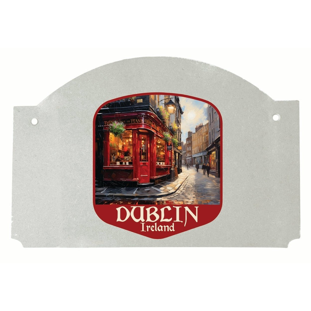 Dublin Ireland Red Pub Design Souvenir Wood sign flat with string Image 1