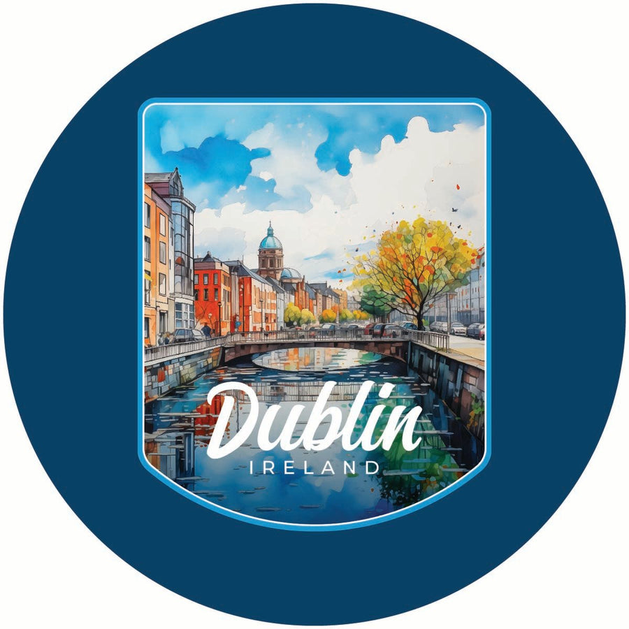 Dublin Ireland Watercolor Cityscape Design Souvenir Coaster Paper 4 Pack Image 1