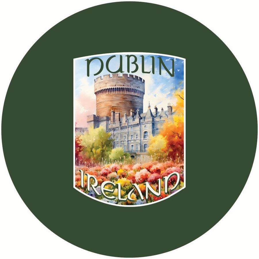 Dublin Ireland Watercolor Dublin Castle Design Souvenir Coaster Paper 4 Pack Image 1