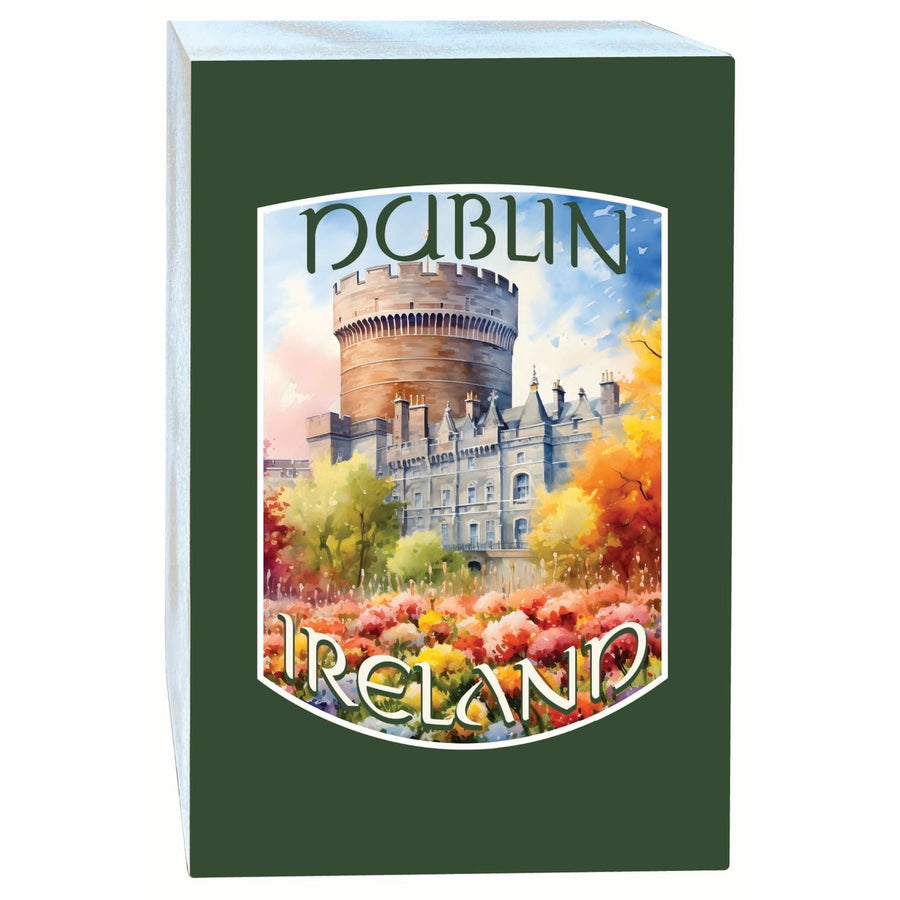 Dublin Ireland Watercolor Dublin Castle Design Souvenir Wood sign with frame 5x7 Image 1