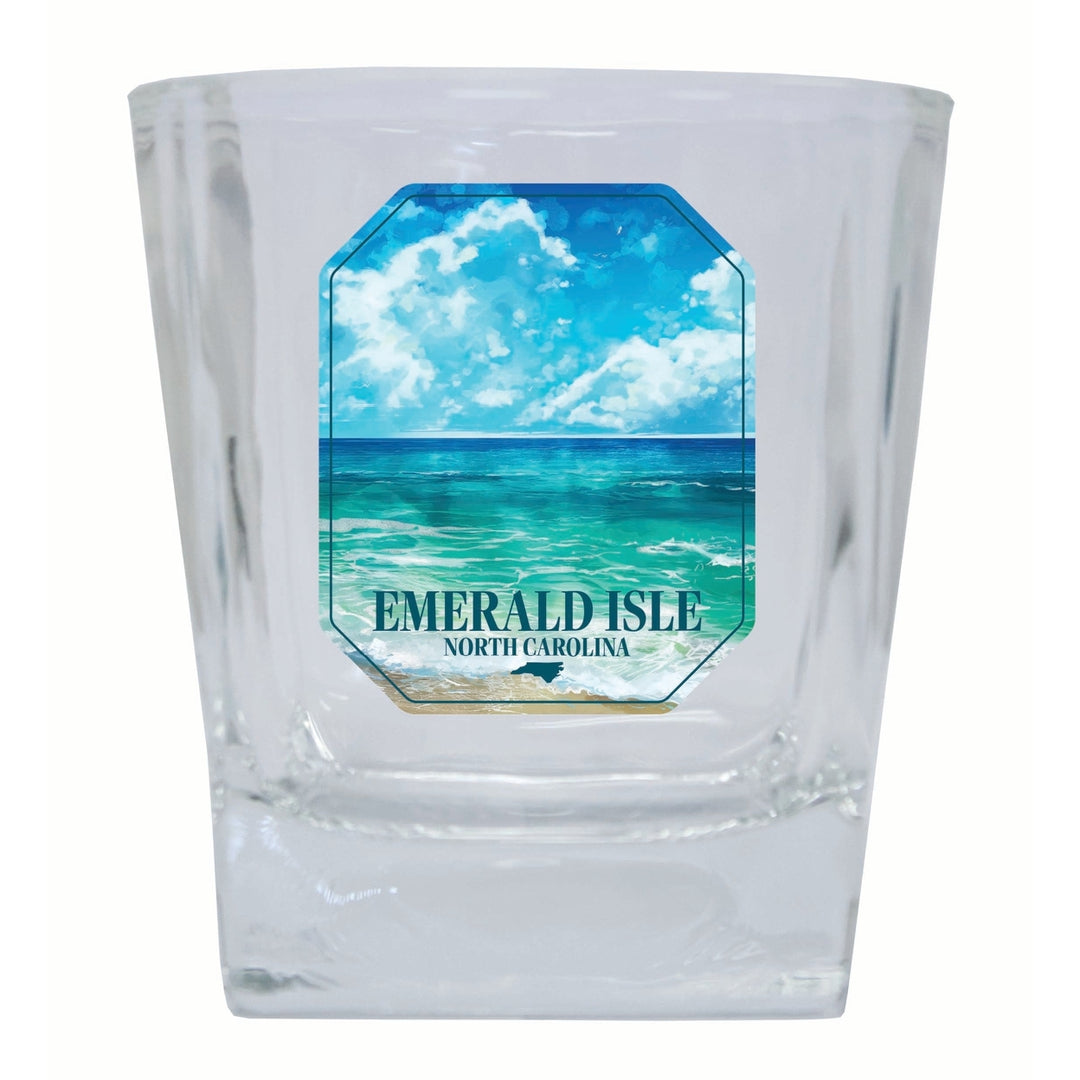 Emerald Isle North Carolina Serene Ocean Design Souvenir 10 oz Whiskey Glass Rocks Glass Image 1