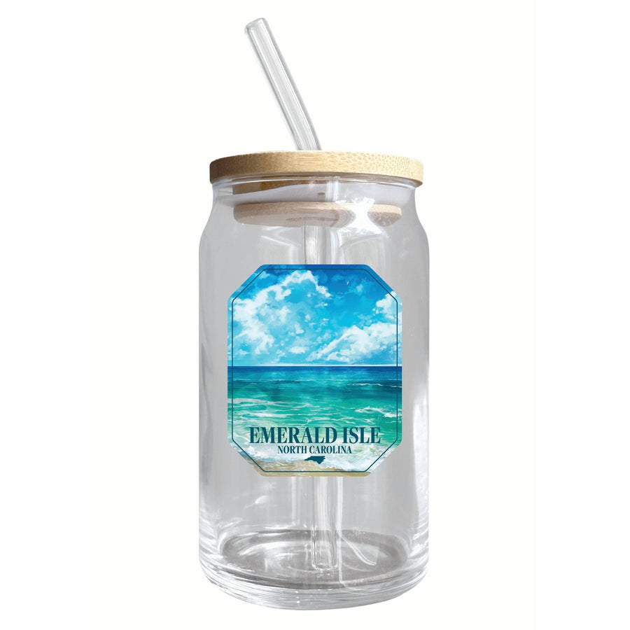 Emerald Isle North Carolina Serene Ocean Design Souvenir 12 oz Beer Can Glass Image 1