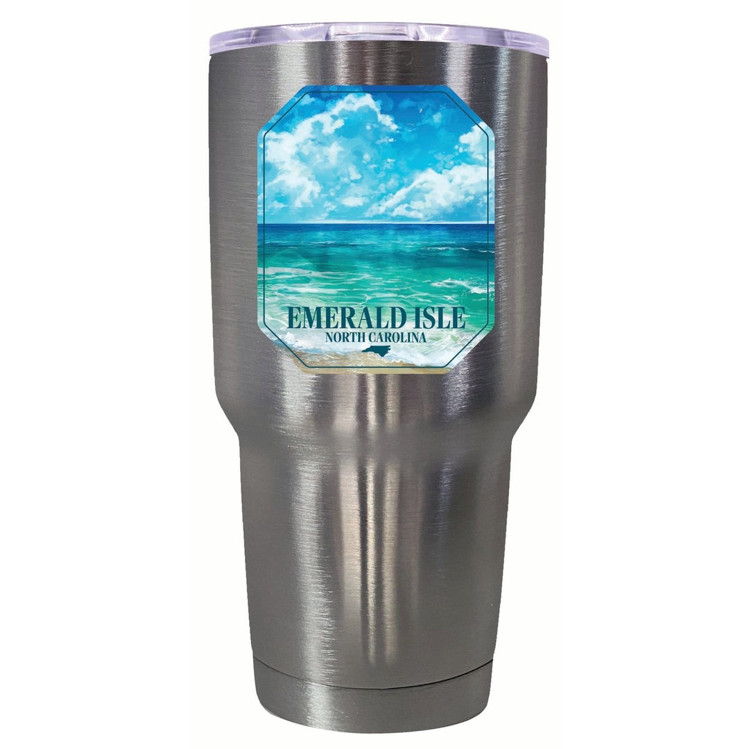 Emerald Isle North Carolina Serene Ocean Design Souvenir 24 oz Insulated Stainless Steel Tumbler Image 3