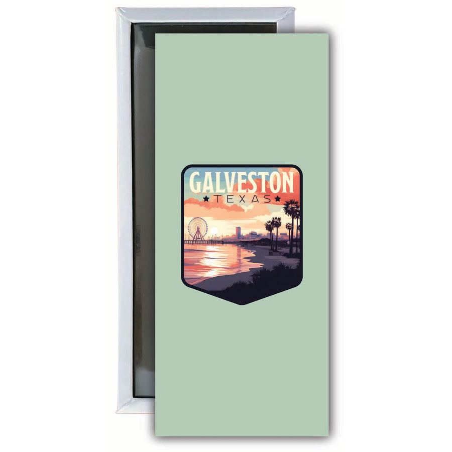 Galveston Texas Pleasure Pier Design Souvenir Fridge Magnet 4.75 x 2 Inch Image 1