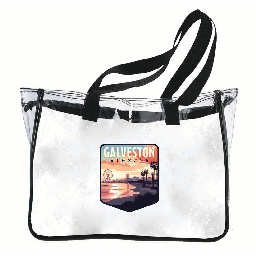 Galveston Texas Pleasure Pier Design Souvenir Clear Tote Bag Image 1