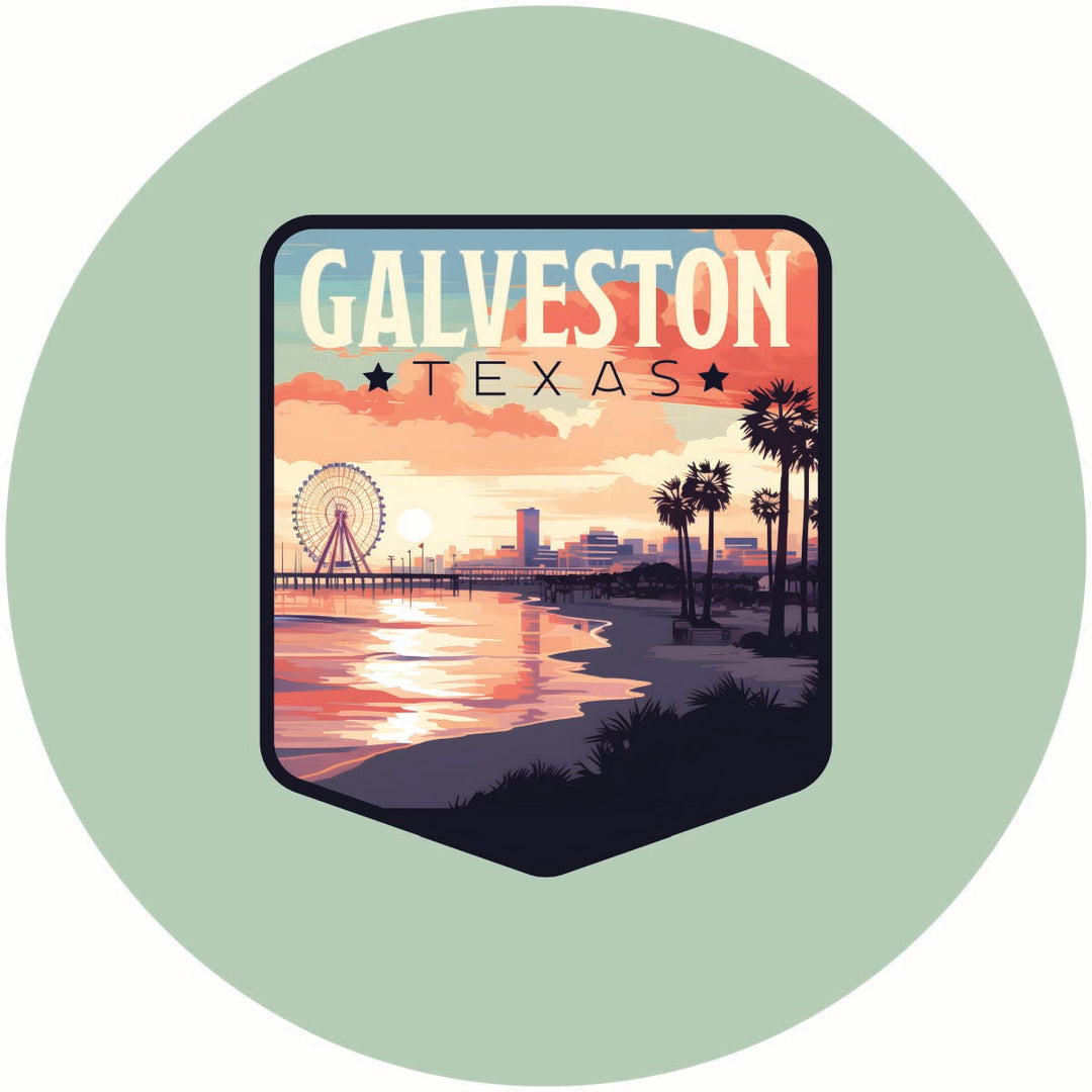 Galveston Texas Pleasure Pier Design Souvenir Coaster Paper 4 Pack Image 1