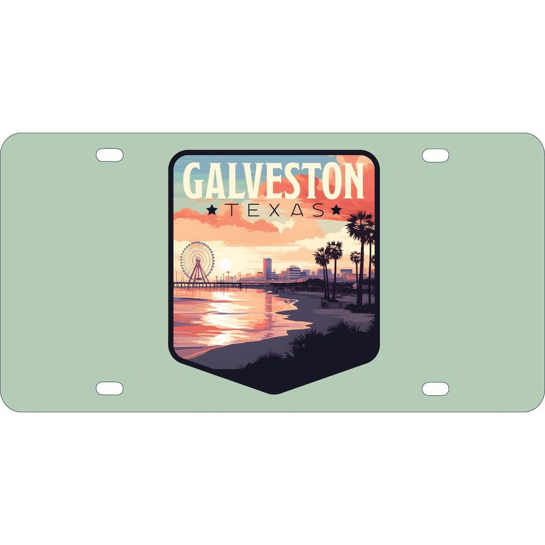 Galveston Texas Pleasure Pier Design Souvenir Metal License Plate Image 1