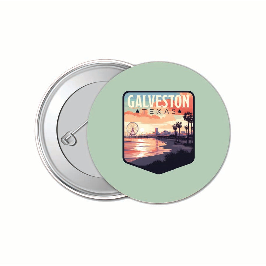 Galveston Texas Pleasure Pier Design Souvenir Small 1-Inch Button Pin 4 Pack Image 1