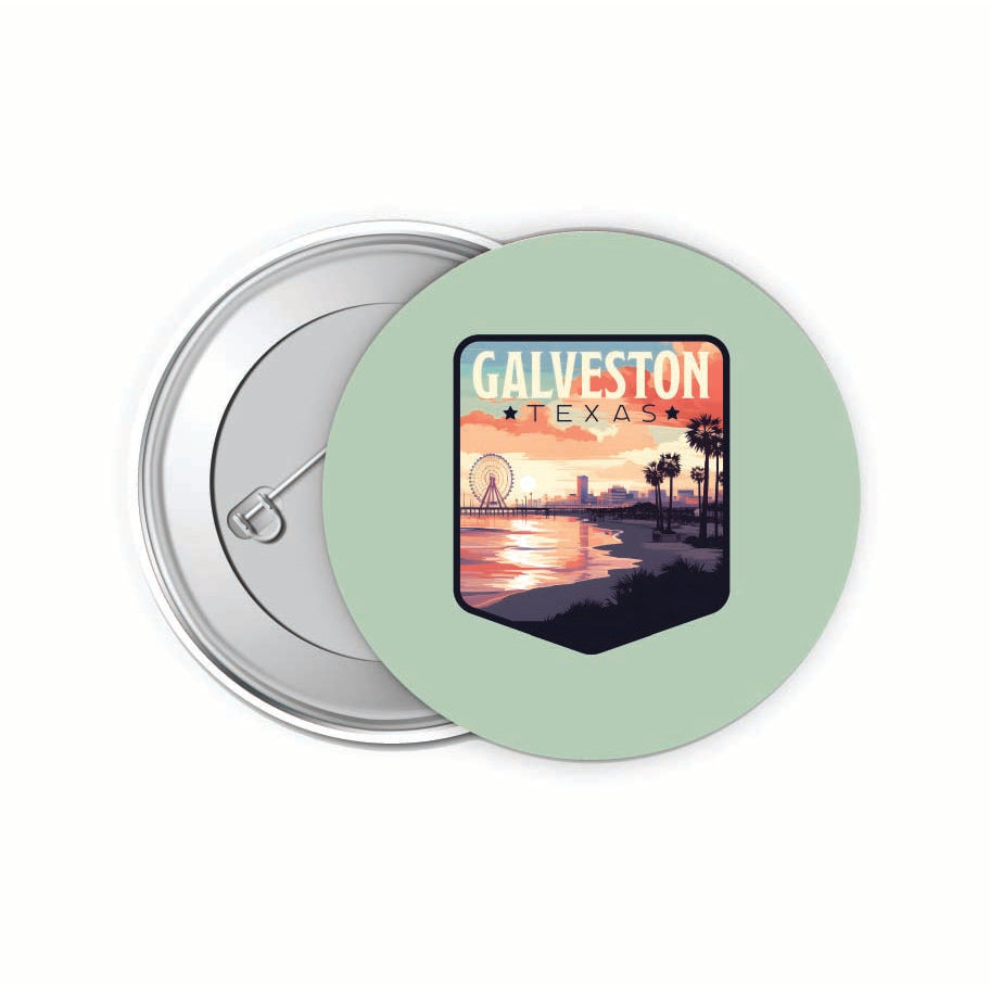 Galveston Texas Pleasure Pier Design Souvenir Small 2-Inch Button Pin 4 Pack Image 1