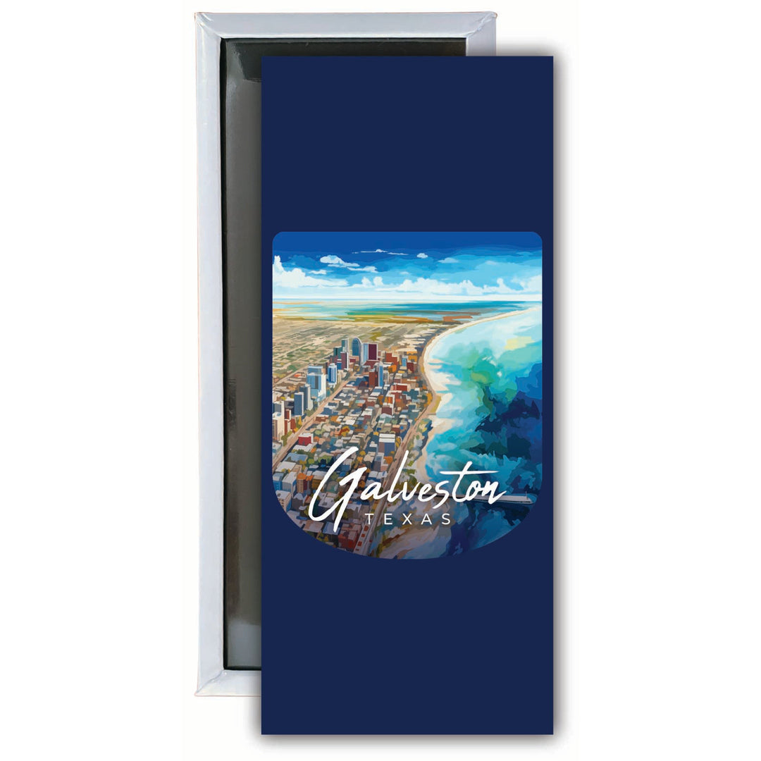 Glaveston Texas Aerial Painting Design Souvenir Fridge Magnet 4.75 x 2 Inch Image 1