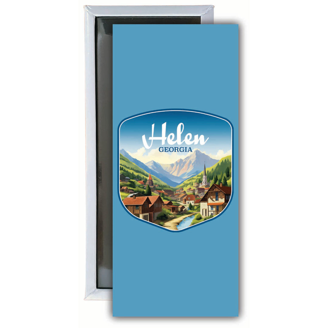 Helen Georgia Town in Mountains Design Souvenir Fridge Magnet 4.75 x 2 Inch Image 1