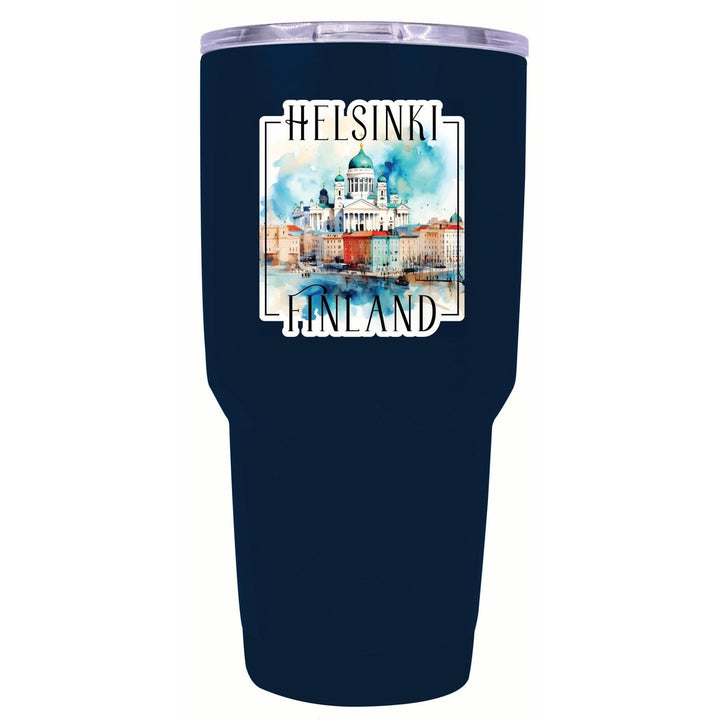 Helsinki Finland Watercolor Helsinki Cathedral Design Souvenir 24 oz Insulated Stainless Steel Tumbler Image 1