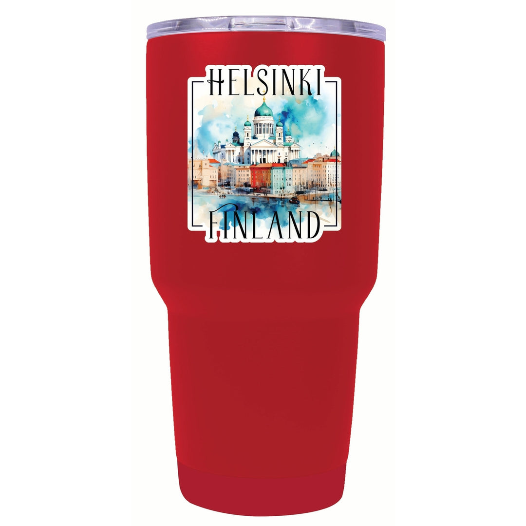 Helsinki Finland Watercolor Helsinki Cathedral Design Souvenir 24 oz Insulated Stainless Steel Tumbler Image 2