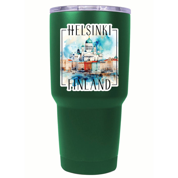 Helsinki Finland Watercolor Helsinki Cathedral Design Souvenir 24 oz Insulated Stainless Steel Tumbler Image 3