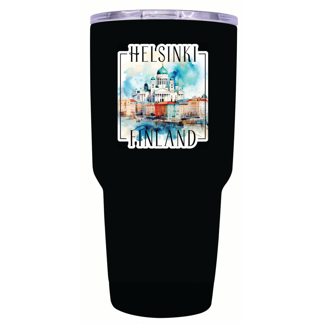 Helsinki Finland Watercolor Helsinki Cathedral Design Souvenir 24 oz Insulated Stainless Steel Tumbler Image 4