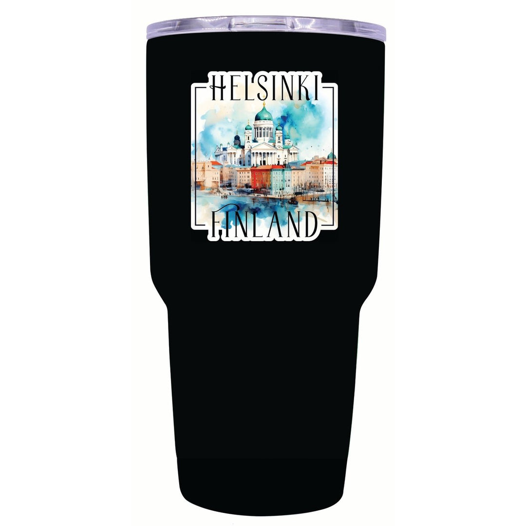 Helsinki Finland Watercolor Helsinki Cathedral Design Souvenir 24 oz Insulated Stainless Steel Tumbler Image 1