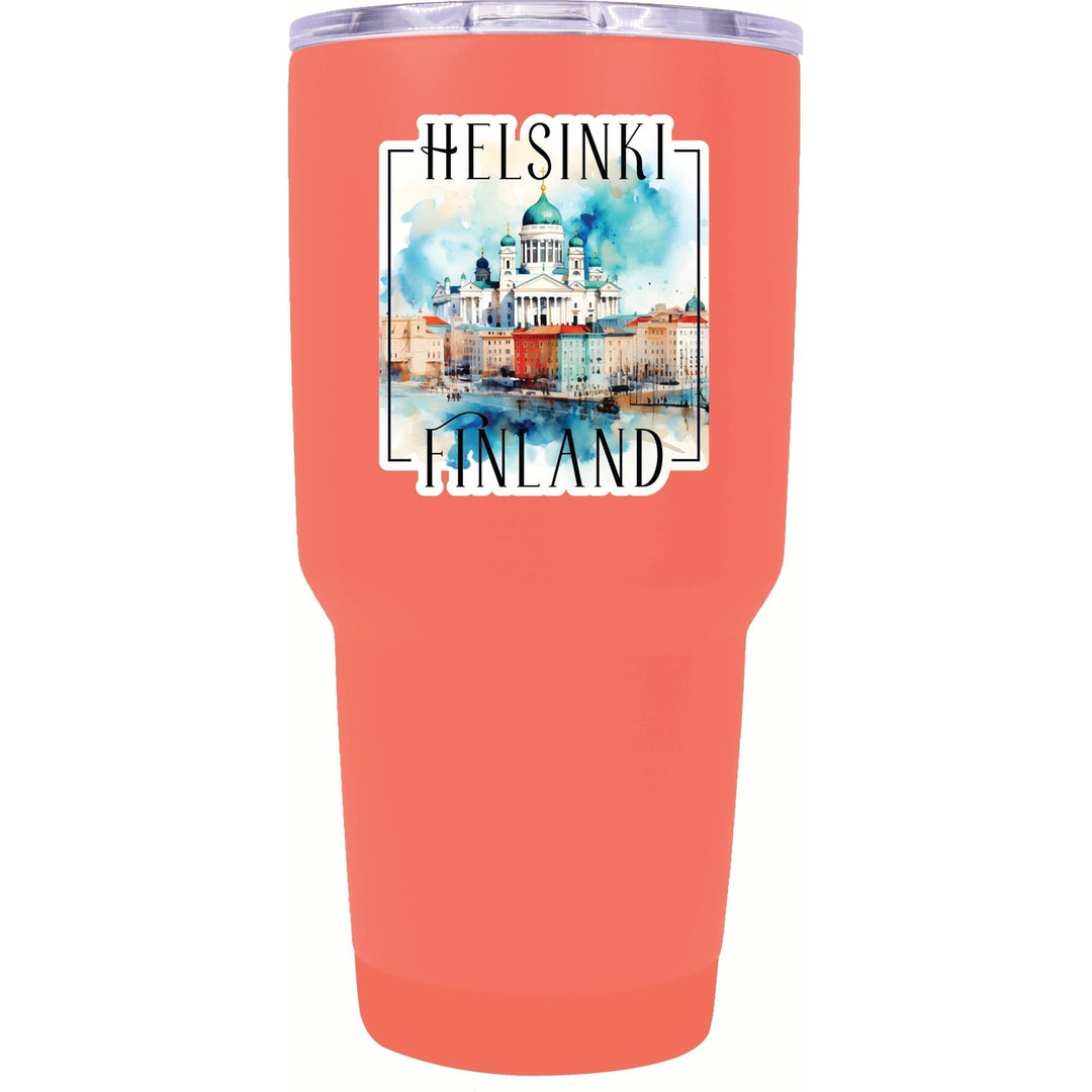 Helsinki Finland Watercolor Helsinki Cathedral Design Souvenir 24 oz Insulated Stainless Steel Tumbler Image 4