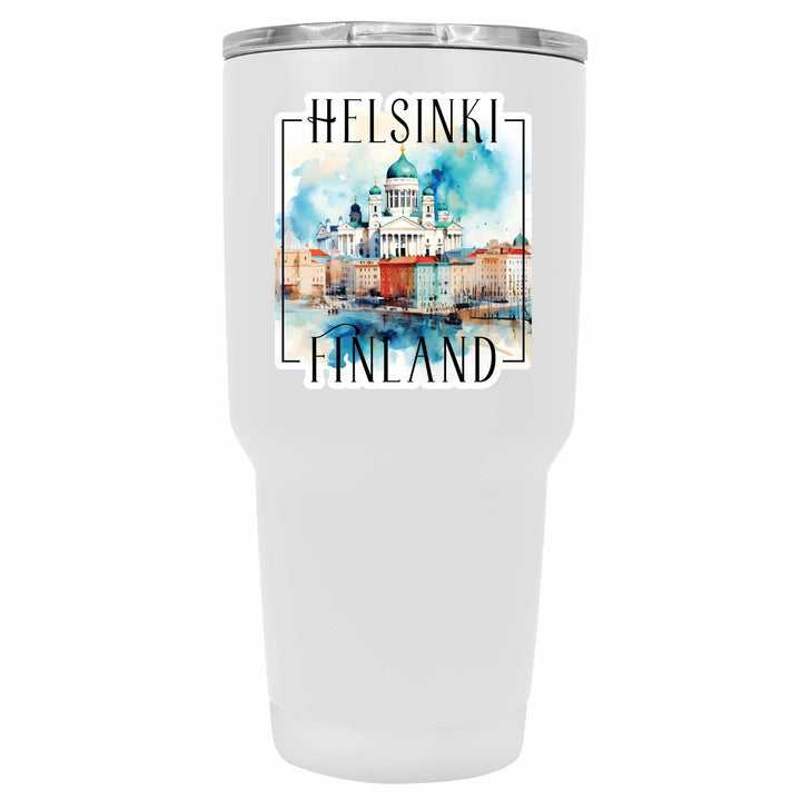 Helsinki Finland Watercolor Helsinki Cathedral Design Souvenir 24 oz Insulated Stainless Steel Tumbler Image 6