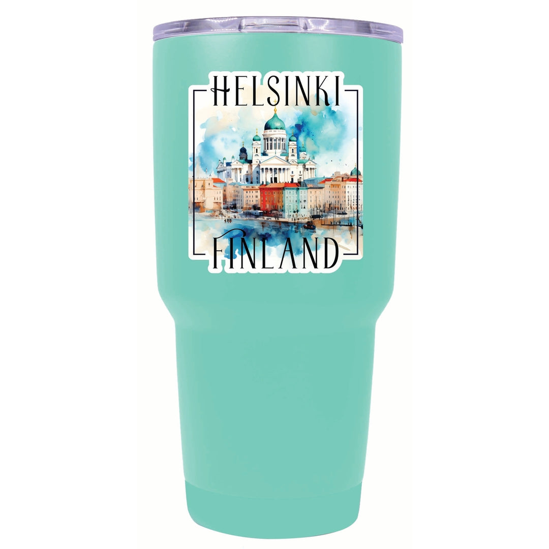 Helsinki Finland Watercolor Helsinki Cathedral Design Souvenir 24 oz Insulated Stainless Steel Tumbler Image 8