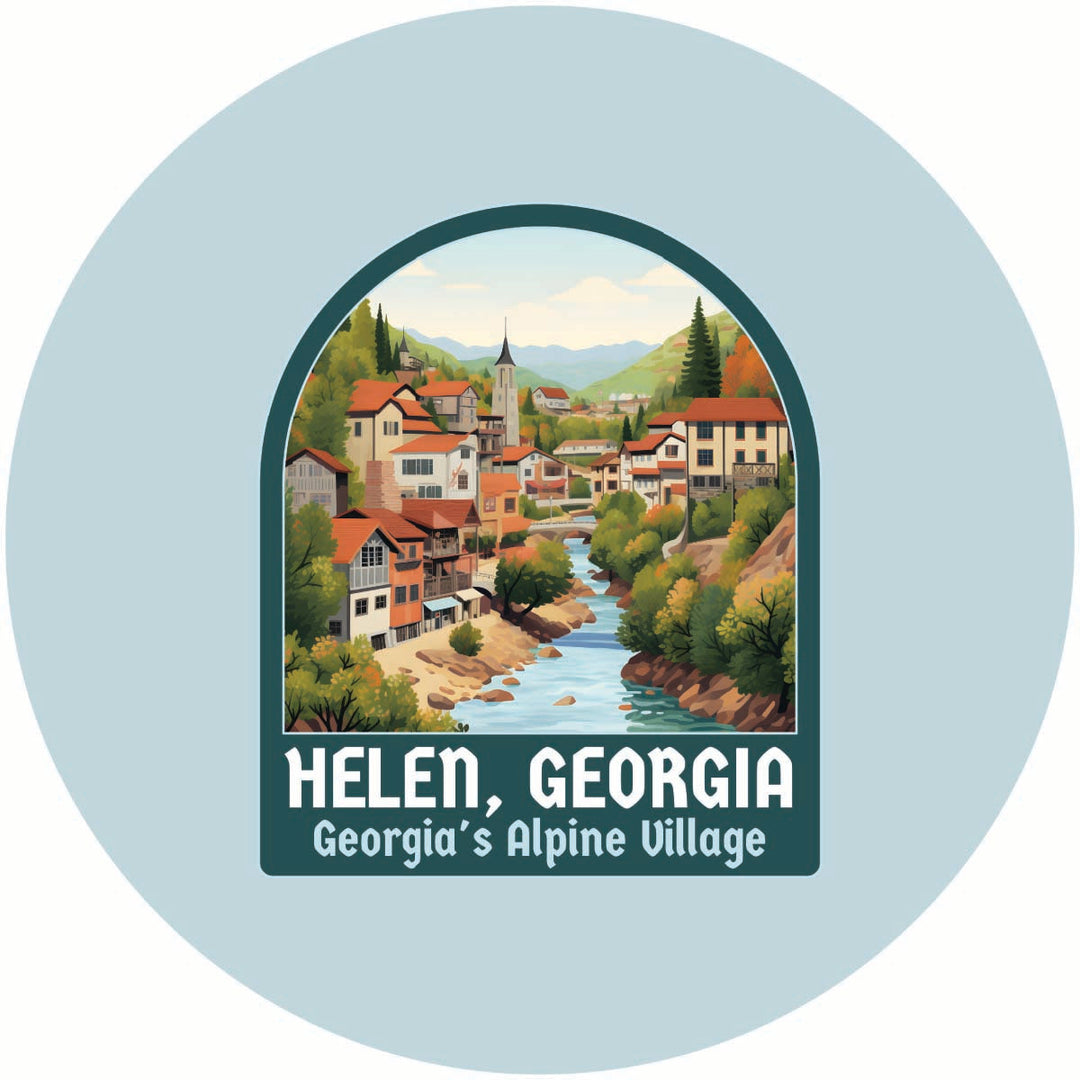 Helen Georgia Alpine Village Design Souvenir Coaster Paper 4 Pack Image 1