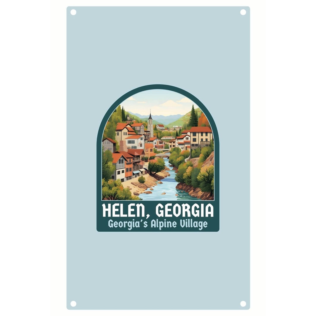 Helen Georgia Alpine Village Design Souvenir Metal Sign 9 x 15 Image 1