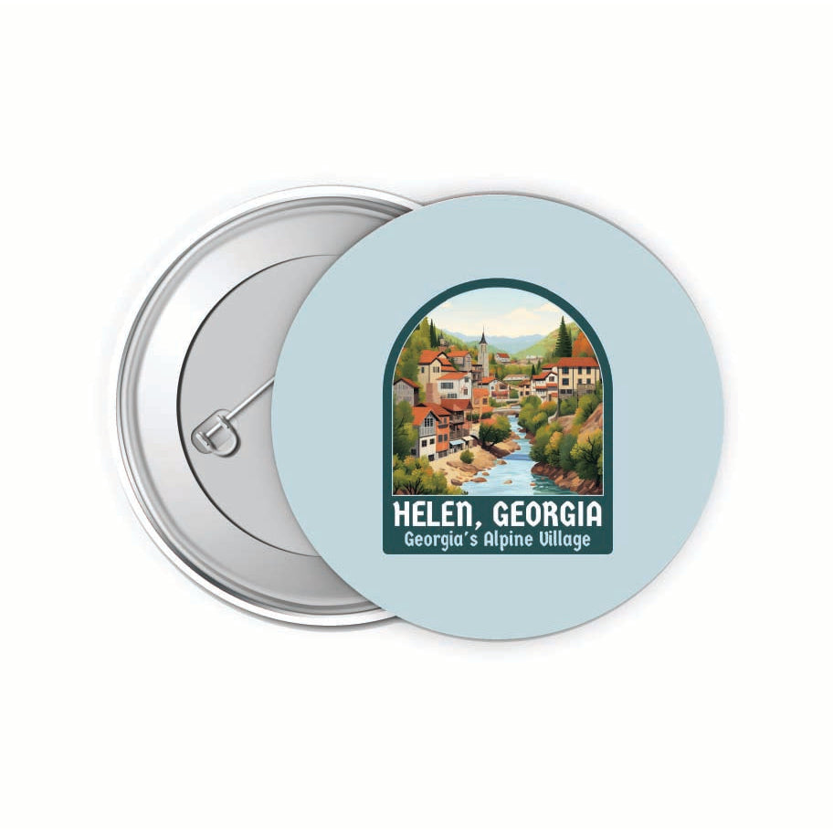 Helen Georgia Alpine Village Design Souvenir Small 2-Inch Button Pin 4 Pack Image 1