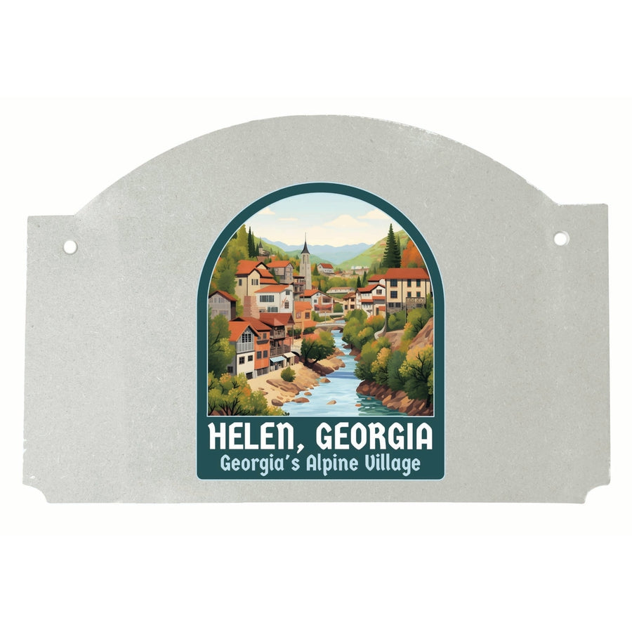 Helen Georgia Alpine Village Design Souvenir Wood sign flat with string Image 1