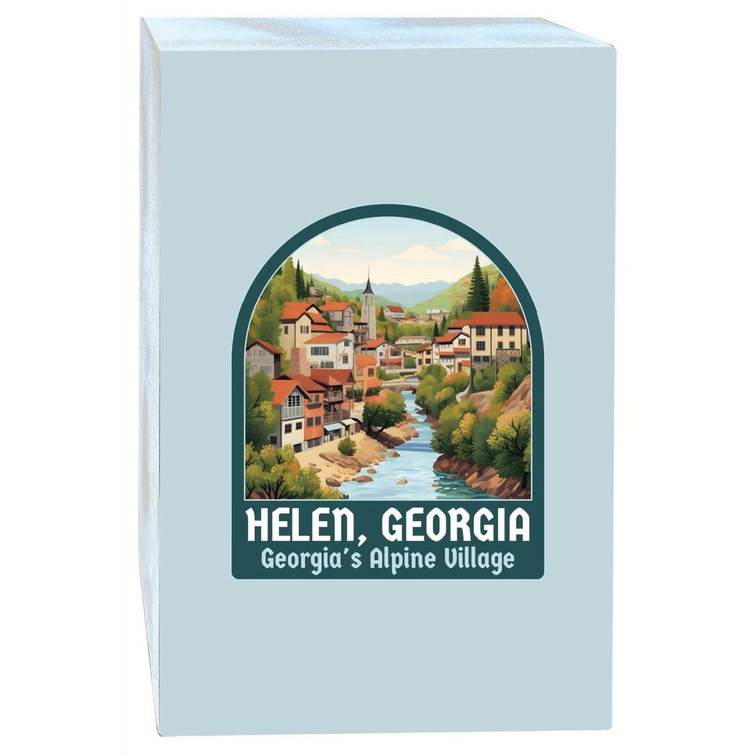 Helen Georgia Alpine Village Design Souvenir Wood sign with frame 5x7 Image 1