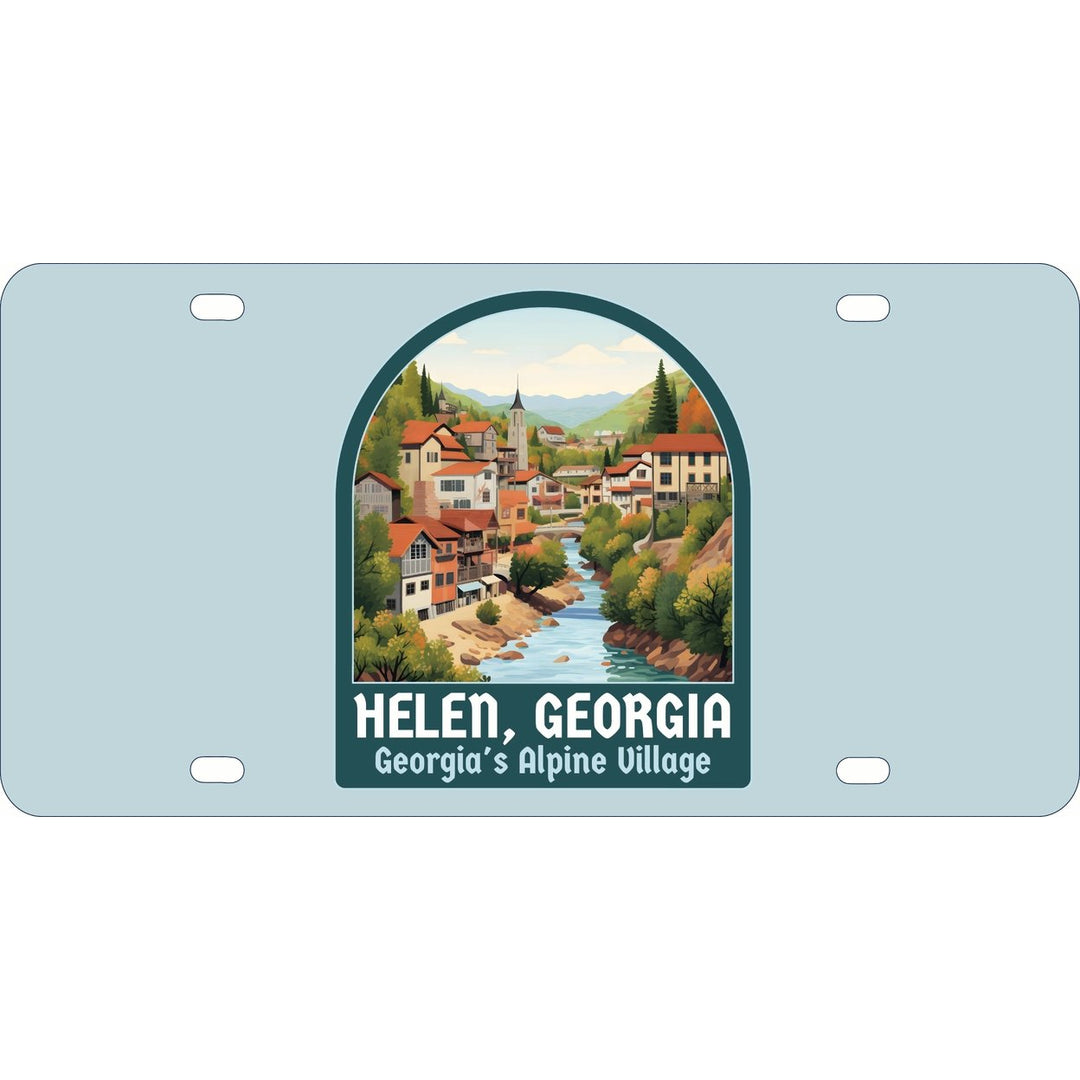 Helen Georgia Alpine Village Design Souvenir Mini Metal License Plate 4.75 x 2.25 inch Image 1