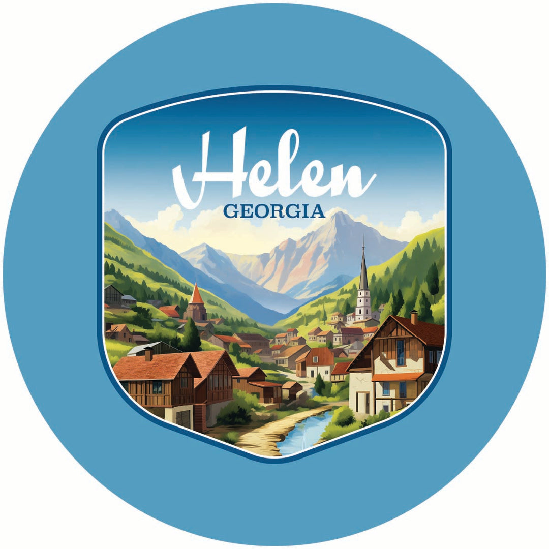 Helen Georgia Town in Mountains Design Souvenir Coaster Paper 4 Pack Image 1